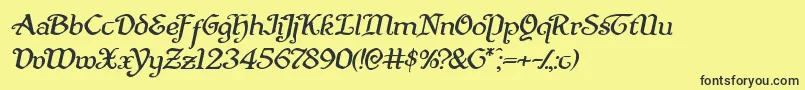 Quillswordexpandital-Schriftart – Schwarze Schriften auf gelbem Hintergrund
