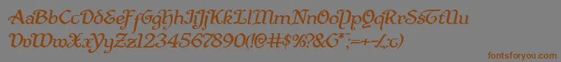 フォントQuillswordexpandital – 茶色の文字が灰色の背景にあります。