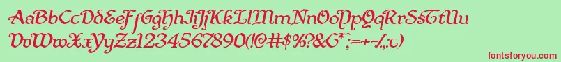 Quillswordexpandital Font – Red Fonts on Green Background