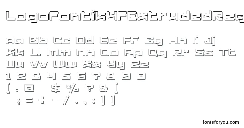 Czcionka Logofontik4fExtrudedRegular – alfabet, cyfry, specjalne znaki