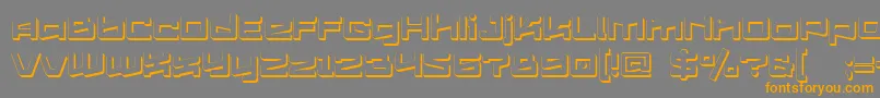 Logofontik4fExtrudedRegular-Schriftart – Orangefarbene Schriften auf grauem Hintergrund