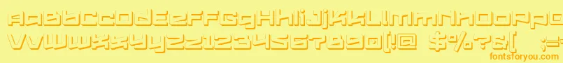 Logofontik4fExtrudedRegular-Schriftart – Orangefarbene Schriften auf gelbem Hintergrund