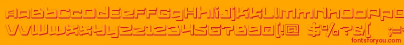 Fonte Logofontik4fExtrudedRegular – fontes vermelhas em um fundo laranja