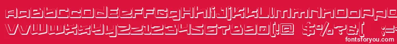 Fonte Logofontik4fExtrudedRegular – fontes brancas em um fundo vermelho