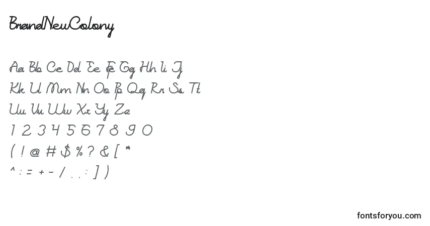 Fuente BrandNewColony - alfabeto, números, caracteres especiales