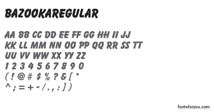 A fonte BazookaRegular – alfabeto, números, caracteres especiais