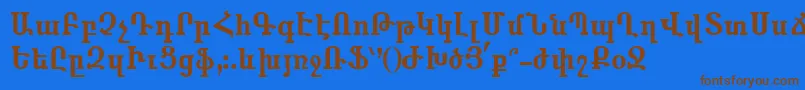 Saiba mais sobre a fonte Anahid Fonte Anahid – fontes marrons em um fundo azul