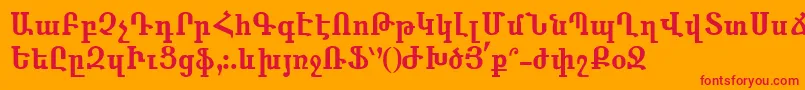 Anahid-Schriftart – Rote Schriften auf orangefarbenem Hintergrund