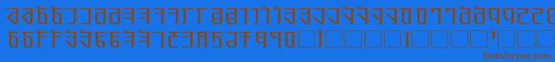 フォントExodite – 茶色の文字が青い背景にあります。