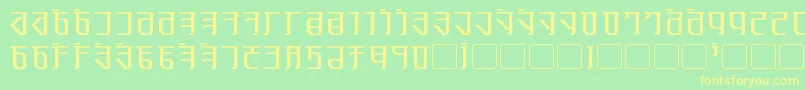 フォントExodite – 黄色の文字が緑の背景にあります