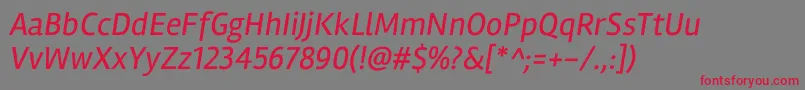 RamblaItalic-Schriftart – Rote Schriften auf grauem Hintergrund