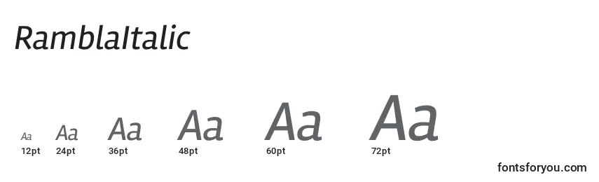 Размеры шрифта RamblaItalic