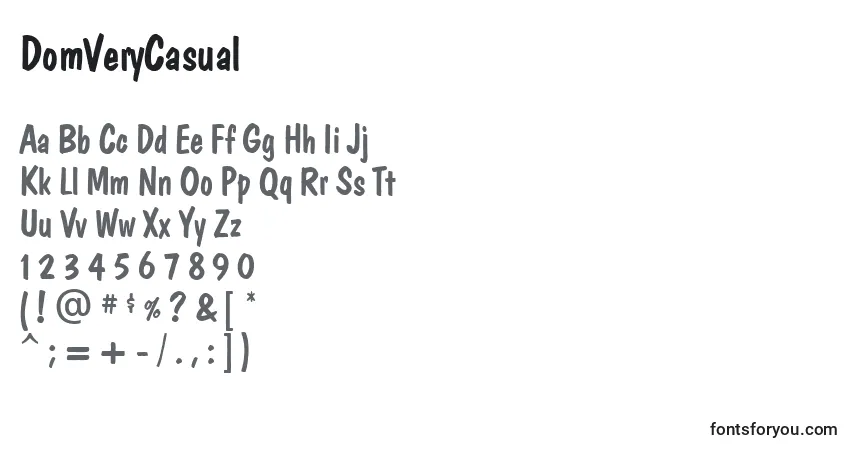 A fonte DomVeryCasual – alfabeto, números, caracteres especiais