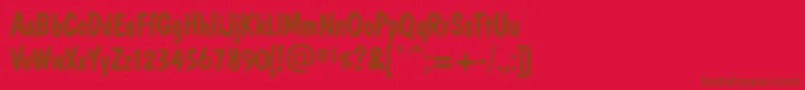 DomVeryCasual Font – Brown Fonts on Red Background