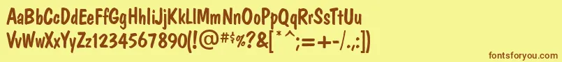 DomVeryCasual-Schriftart – Braune Schriften auf gelbem Hintergrund