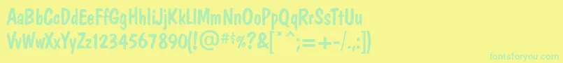 DomVeryCasual-Schriftart – Grüne Schriften auf gelbem Hintergrund