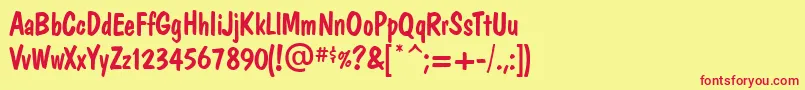 DomVeryCasual Font – Red Fonts on Yellow Background