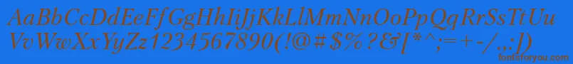 PetersburgtttItalic Font – Brown Fonts on Blue Background