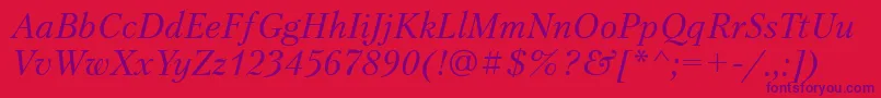 PetersburgtttItalic Font – Purple Fonts on Red Background