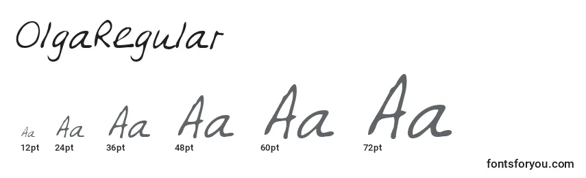Размеры шрифта OlgaRegular