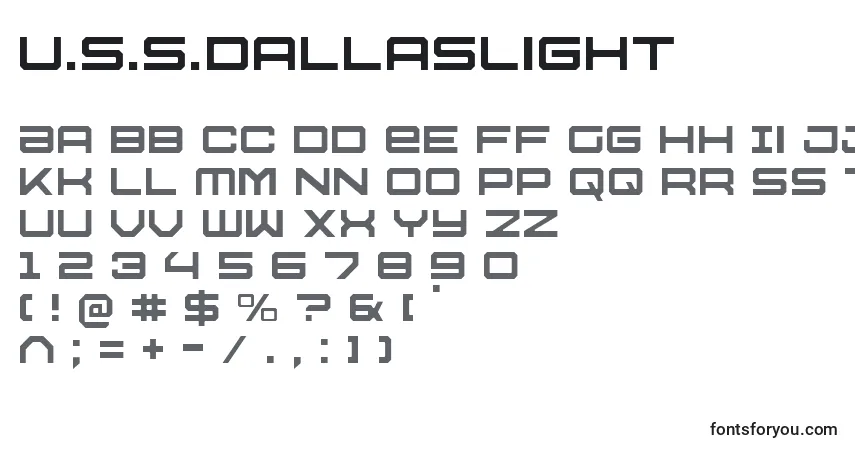 A fonte U.S.S.DallasLight – alfabeto, números, caracteres especiais