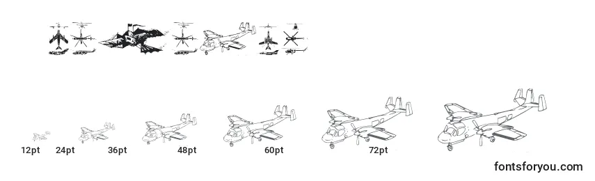Größen der Schriftart Aircraft2