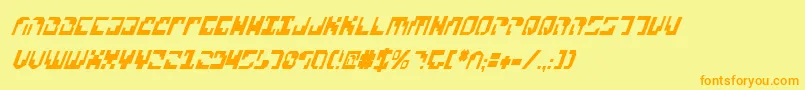 フォントXenov2ci – オレンジの文字が黄色の背景にあります。