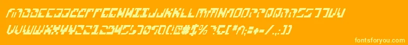 Xenov2ci-Schriftart – Gelbe Schriften auf orangefarbenem Hintergrund