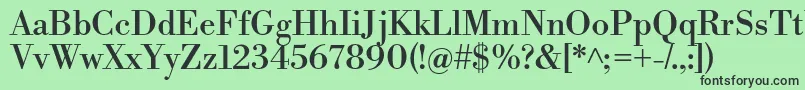 LibrebodoniRegular-fontti – mustat fontit vihreällä taustalla