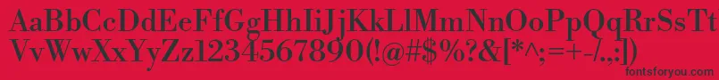 LibrebodoniRegular-fontti – mustat fontit punaisella taustalla
