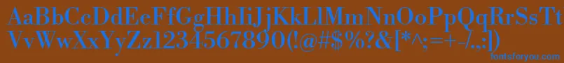 LibrebodoniRegular-fontti – siniset fontit ruskealla taustalla