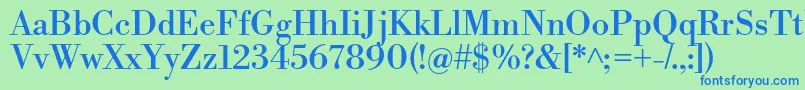 LibrebodoniRegular-fontti – siniset fontit vihreällä taustalla
