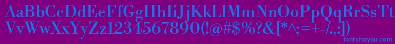LibrebodoniRegular-fontti – siniset fontit violetilla taustalla