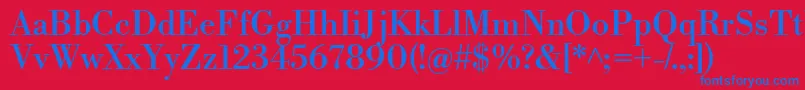 LibrebodoniRegular-fontti – siniset fontit punaisella taustalla