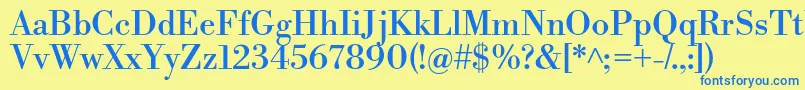 フォントLibrebodoniRegular – 青い文字が黄色の背景にあります。