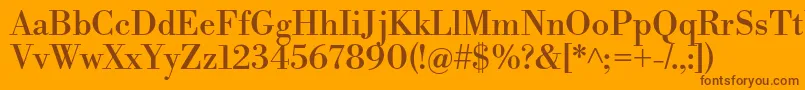 LibrebodoniRegular-fontti – ruskeat fontit oranssilla taustalla