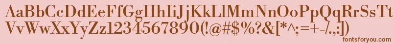 フォントLibrebodoniRegular – ピンクの背景に茶色のフォント