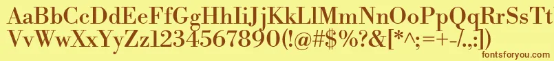 LibrebodoniRegular-fontti – ruskeat fontit keltaisella taustalla