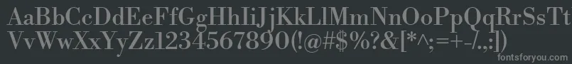 LibrebodoniRegular-fontti – harmaat kirjasimet mustalla taustalla