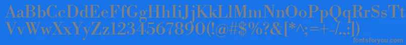 フォントLibrebodoniRegular – 青い背景に灰色の文字