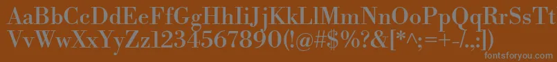 フォントLibrebodoniRegular – 茶色の背景に灰色の文字