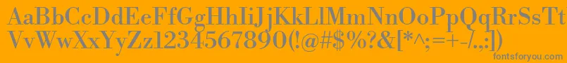 LibrebodoniRegular-fontti – harmaat kirjasimet oranssilla taustalla