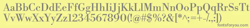 LibrebodoniRegular-Schriftart – Graue Schriften auf gelbem Hintergrund
