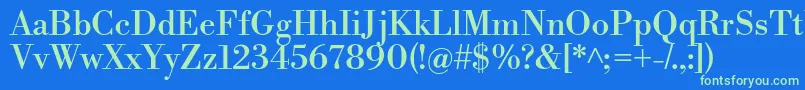 LibrebodoniRegular-fontti – vihreät fontit sinisellä taustalla