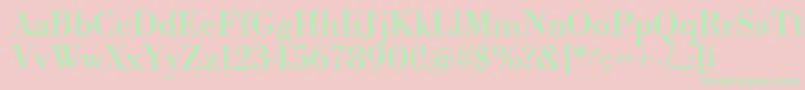 LibrebodoniRegular-fontti – vihreät fontit vaaleanpunaisella taustalla