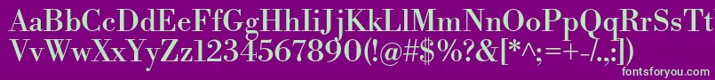 LibrebodoniRegular-fontti – vihreät fontit violetilla taustalla