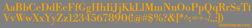 フォントLibrebodoniRegular – オレンジの文字は灰色の背景にあります。