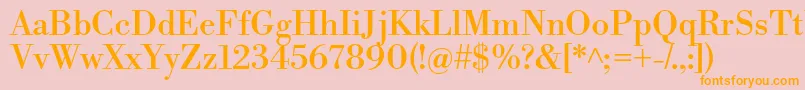 LibrebodoniRegular-fontti – oranssit fontit vaaleanpunaisella taustalla