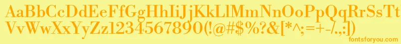 LibrebodoniRegular-Schriftart – Orangefarbene Schriften auf gelbem Hintergrund
