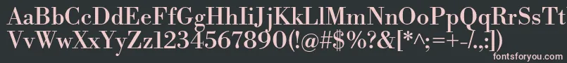 LibrebodoniRegular-fontti – vaaleanpunaiset fontit mustalla taustalla